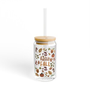 Cottagecore Glass Cup, Fall Glass Cup, Fall Glass Cans, Autumn Coffee Glass, Iced Coffee Glass, Autumn Vibes Coffee Glass, Fall Lover Gift image 6