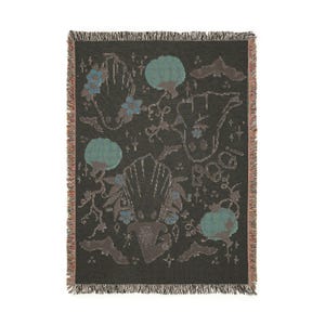 Manta tejida de Halloween estilo cottagecore, manta tejida con fantasmas, linda manta de fantasmas, acogedora decoración otoñal para el hogar, manta de calabaza, manta de otoño imagen 13