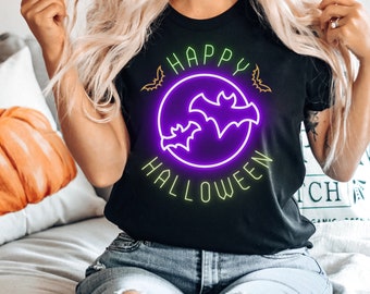 Neon Halloween Shirt, Neon sign tshirt, Halloween lover gift, Unique spooky shirt, retro Halloween t shirt, Gift for spooky friend