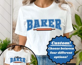 Varsity Lettering Baker Tee-shirt, Bakery Business Shirt, Baking Tshirt for cottage bakers, hobby bakers,Pastry Chef Gift,Cute Varsity Shirt