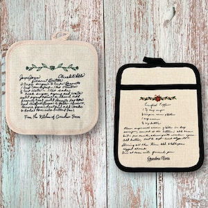 Custom Hot Pads, Add Your Handwritten Recipe to a Potholder, Family Heirloom Gifts