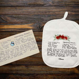 Custom Hot Pads, Add Your Handwritten Recipe to a Potholder, Family Heirloom Gifts