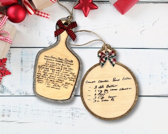 Handwriting Recipe Wood Ornament: Custom Heirloom Keepsake
