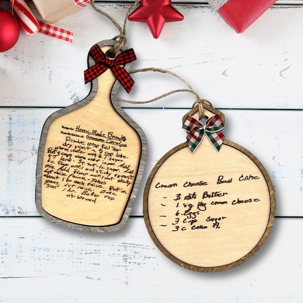 Handwriting Recipe Wood Ornament: Custom Heirloom Keepsake
