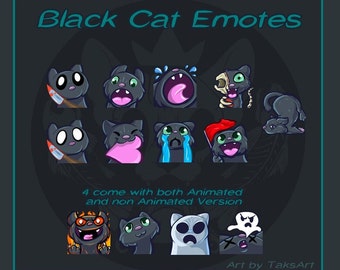 Émotes de chat noir - Twitch, Discord, etc.