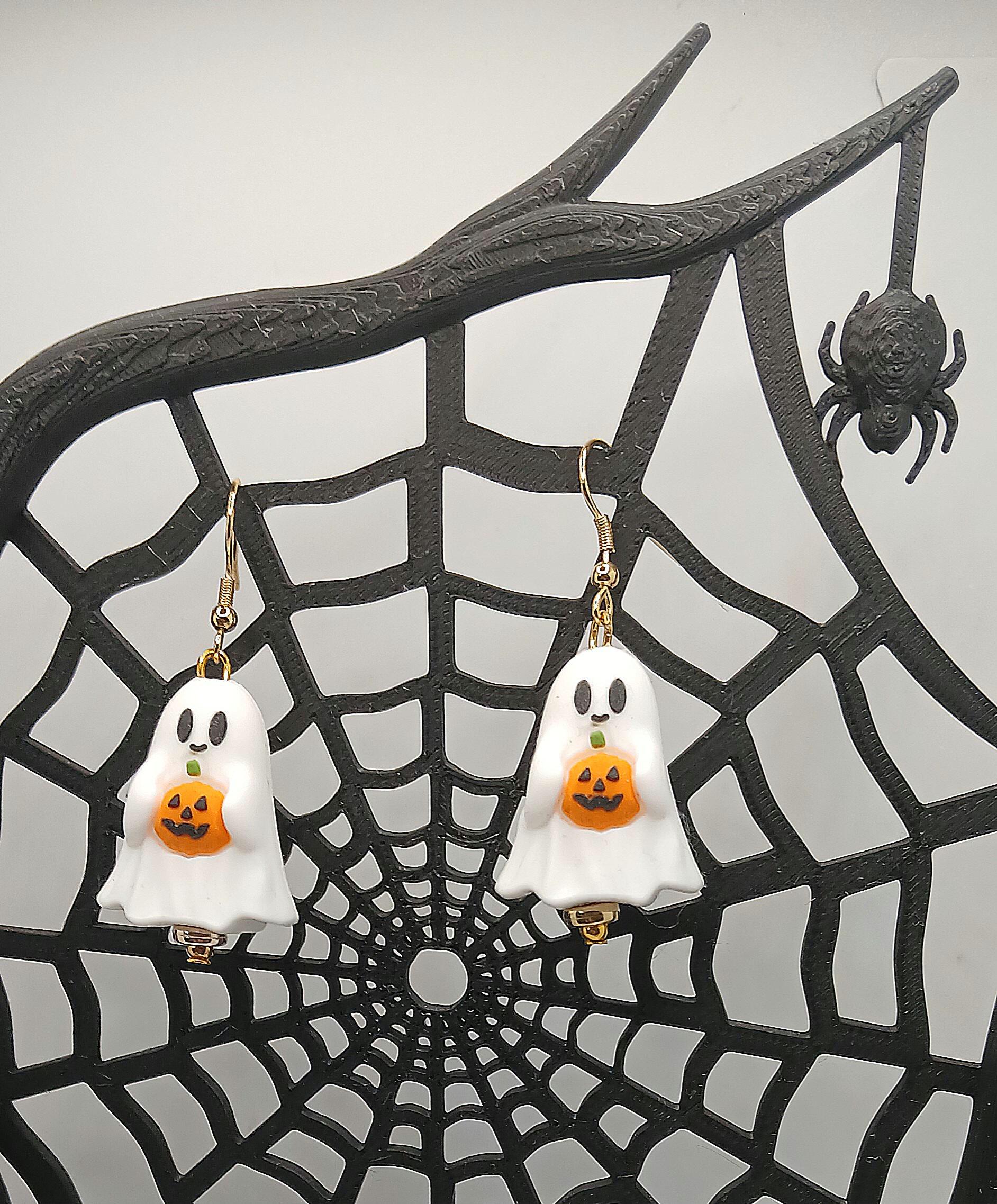 Boucles D’oreilles Halloween En Résine – Citrouille, Fantôme, Faucheuse – Accessoire Fun Pour Enfants