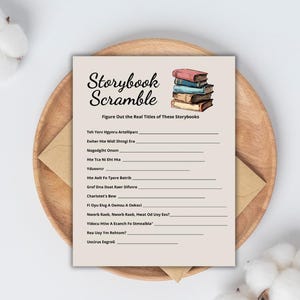 Storybook Scramble Baby Shower Game, Book Themed Baby Shower Games ...