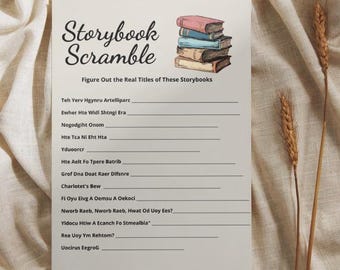 Storybook Scramble Baby Shower Game: Printable Book Title Unscramble (Digital Download)