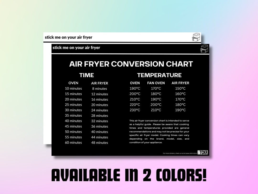 Air Fryer Conversion Chart Premium Vinyl Sticker Guide | Air Fryer ...