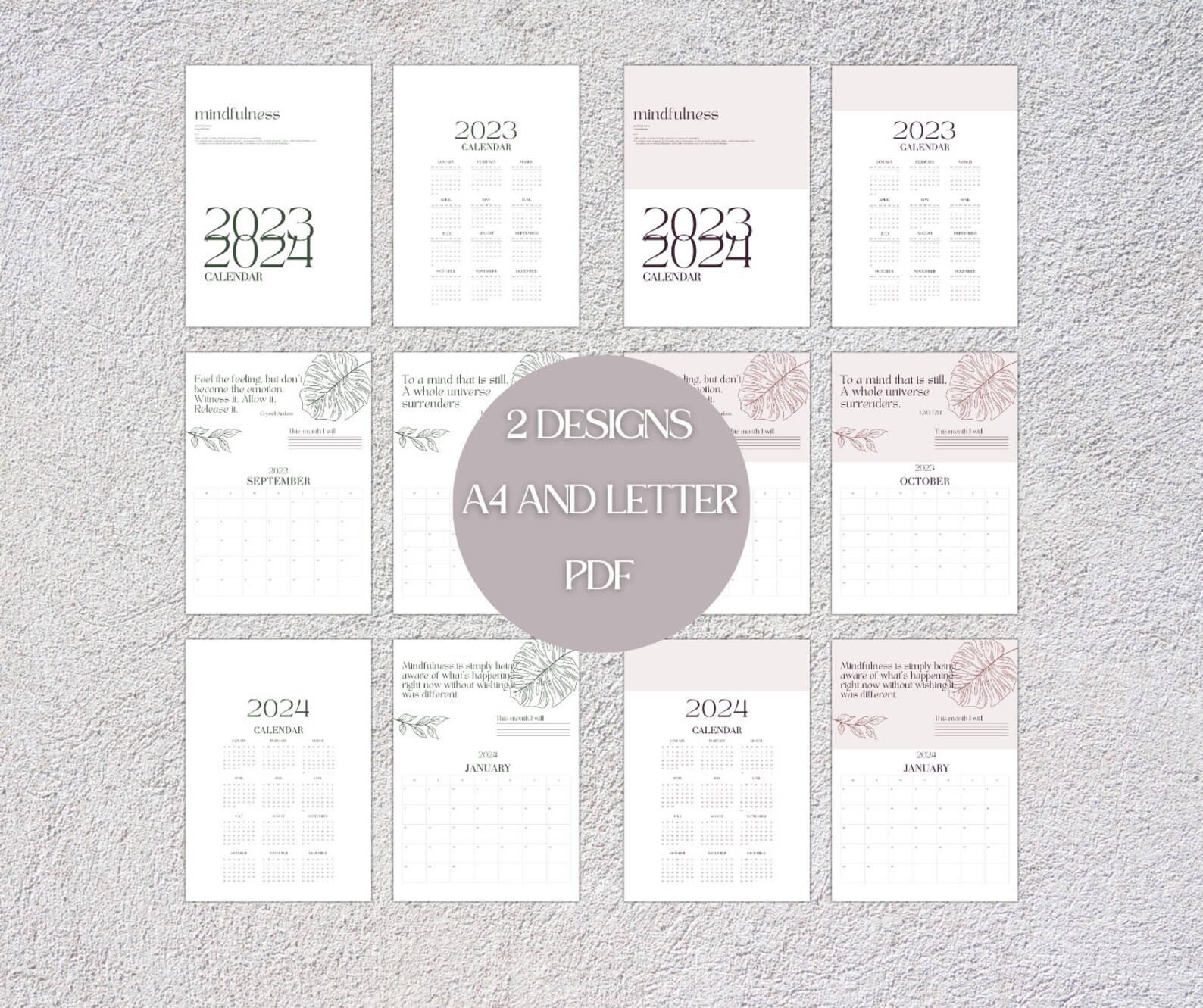 Mindfulness Calendar 2023-2024 Printable | Quotes Calendar | Wall ...
