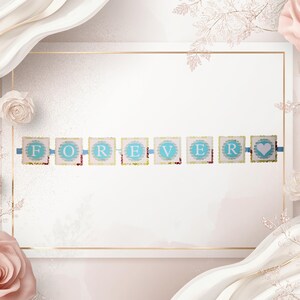 Valentine's Day Themed 'FOREVER' Banner in Whites and Blues with White Letters
