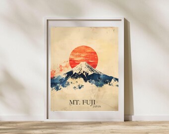 Póster del monte Fuji, impresión de paisaje panorámico, arte de montaña japonés, decoración natural, arte de pared para el hogar o la oficina
