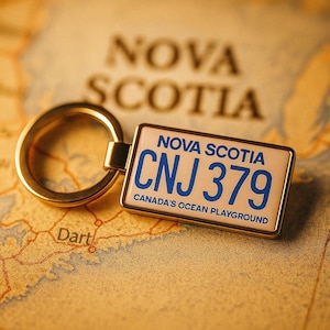 Nova Scotia License Plate Keychain, Personalized Canada Gift, Custom Auto Tag, Car Lover Gift, Double Sided Metal Keyring