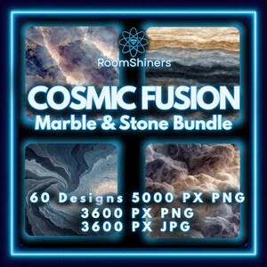 Lyxiga marmor- och stentexturer: Kosmiska fusionsbakgrunder (PNG JPG)