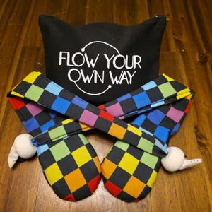 Checkerboard Rainbow Sock Poi - Day Prop for Flow Arts