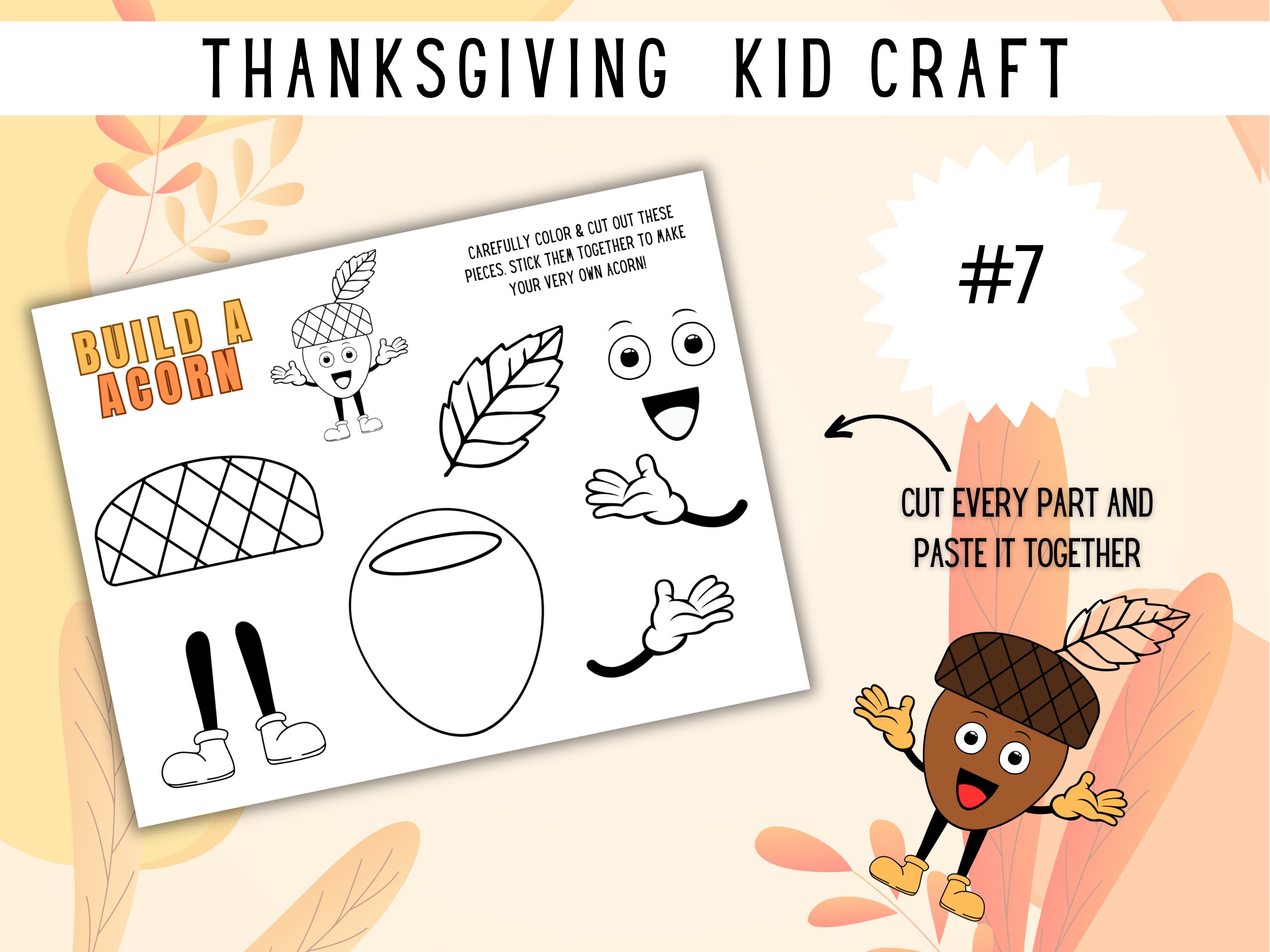 Thanksgiving Kid's Crafts Printable Download PDF - Etsy