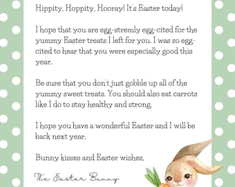 Letter from the Easter Bunny Digital Download Green Dots Bunny Editable Canva Template Personalize