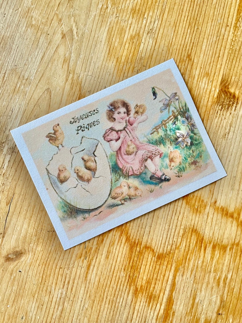 Vintage Charming Easter Gift, 1950s Wooden Wall Picture, Goose Girl, German Merten-Kunst, Chocolate Eggs & Vintage Styled Easter Gift Tag image 2