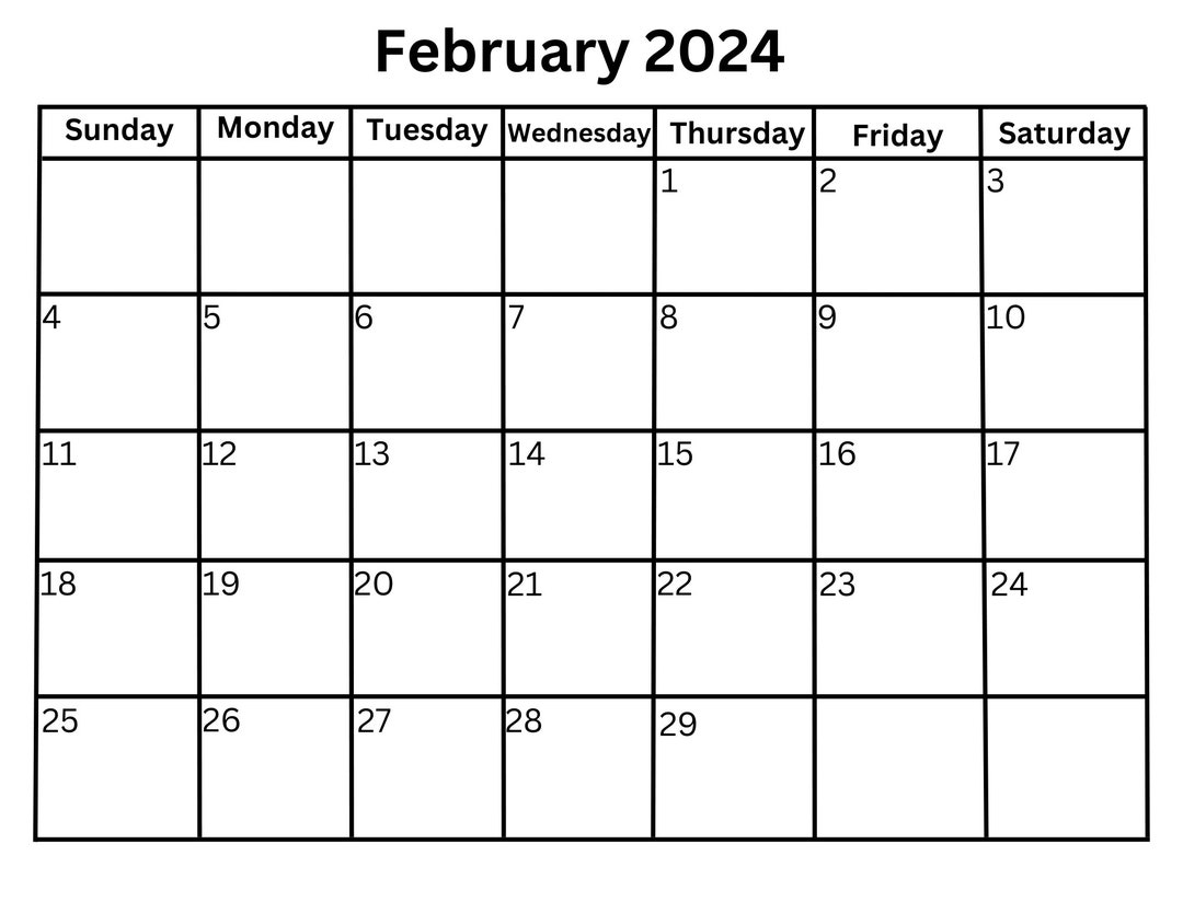 February 2024 Printable Calendar Digital Download PDF - Etsy Australia