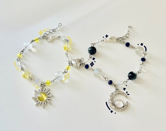 sun and moon bracelets | sun and moon matching magnetic bracelets | sun and moon matching  friendship bracelets | cute couple y2k bracelet