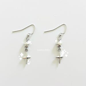 y2k silver star earrings | stary whimsygothic space earrings | edgy punk star charm hoops | cyber grunge dangly star charm jewelry | gifts