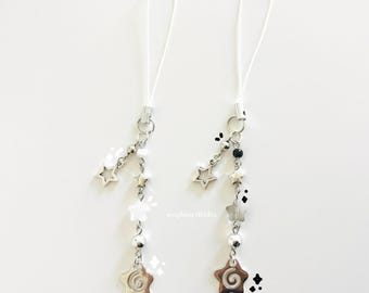 star phone charms | y2k keychain | matching phone charms | cute silver beaded phone strap | matching friendship phone charms | couple gifts