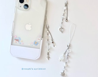 white phone charm cute | heart keychain | star phone charm | flower keychain | y2k keychain | matching keychain | beaded keychains aesthetic