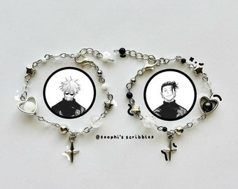 jujutsu kaisen bracelet | gojo and geto bracelet | satosugu matching bracelet | beaded charm bracelet | cute bracelet | anime bracelet