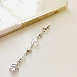 star phone charm | y2k keychain | silver beaded phone charm | cute phone strap | y2k phone charms | white matching phone charms | gift
