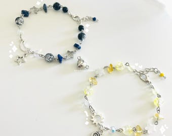 matching sun and moon bracelet | y2k bracelet | magnetic heart bracelet | space bracelet | matching couple bracelet | friendship bracelet