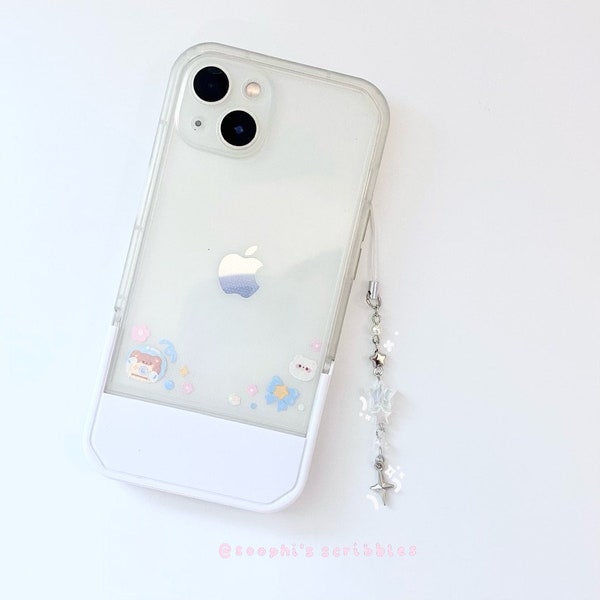 star phone charm | white phone charm | y2k phone charm | beaded keychain | cute silver phone strap | dainty accessories | kawaii gift