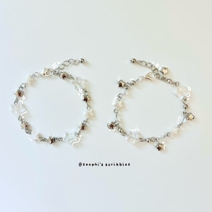 star bracelet | matching bracelet | y2k bracelet | chain charm bracelet | beaded friendship bracelet | silver white star | star jewelry gift