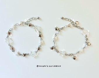 pulsera estrella / pulsera de cadena a juego / pulsera y2k / pulsera de encanto / pulsera de amistad con cuentas / estrella blanca plateada / regalo de joyería estrella