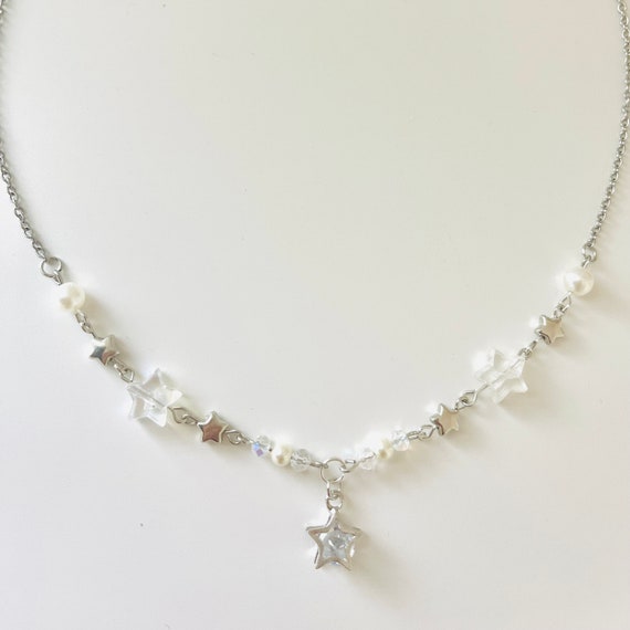 Y2k Star Necklace | Silver Star Pendant | Grunge Jewelry