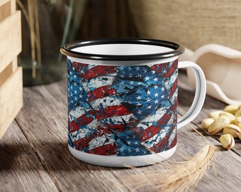 American Coffee Camp Cup, Camp Cup Gift, Patriotic Camp Cup, American Flag, American Flag Camping Mug,Gift For Him,Gift For Her,Camping Cup