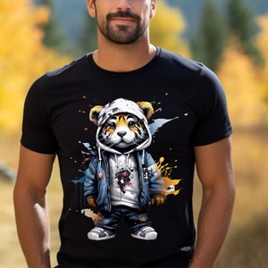 T Shirt, City Tiger Cub T shirt, Tiger Shirt, Animal Lover Gift, Birthday Gift, Christmas Gift, Cute T Shirt, Gift for Her, Gift For Him.