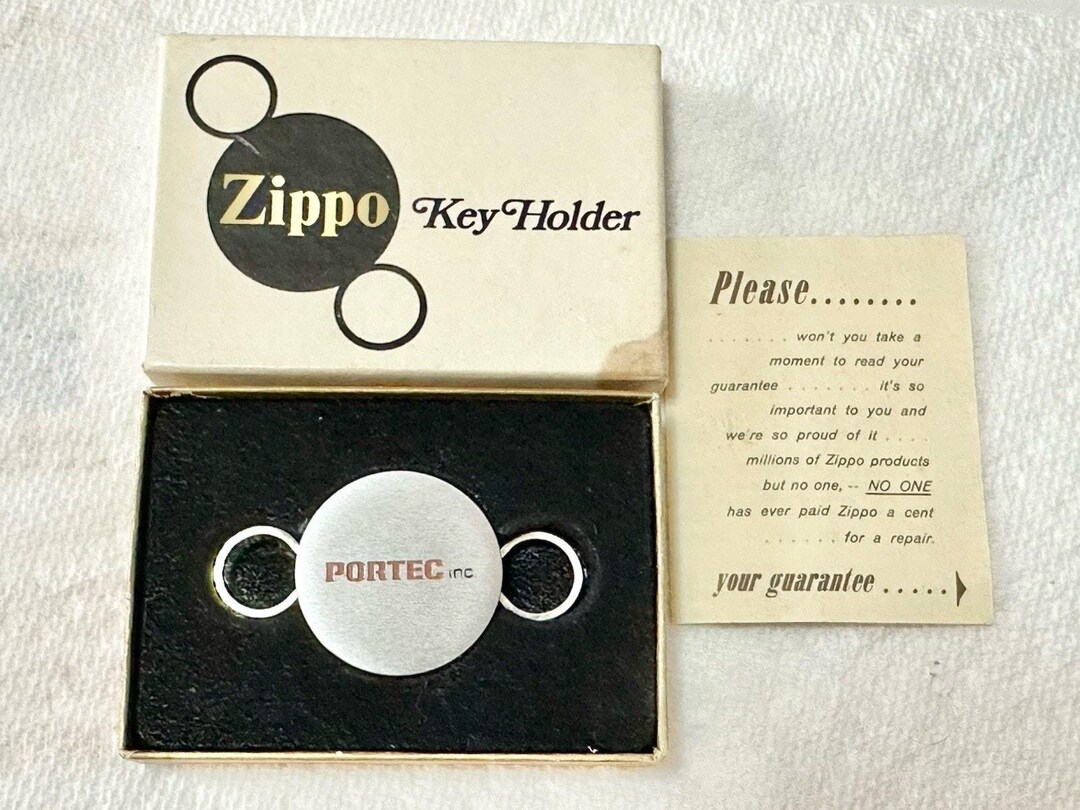 Vintage Zippo Key Holder Advertising Portec Inc With Box Paperwork