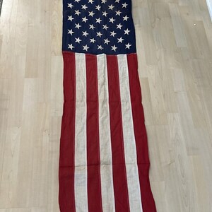 Bandera fina antigua de Estados Unidos con 50 estrellas, 16 x 92 pulgadas, Valley Forge Spring City