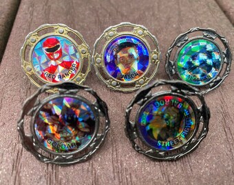 1993 Vintage Lot of 5 Bandai Power Rangers Spin Fighter Spinners