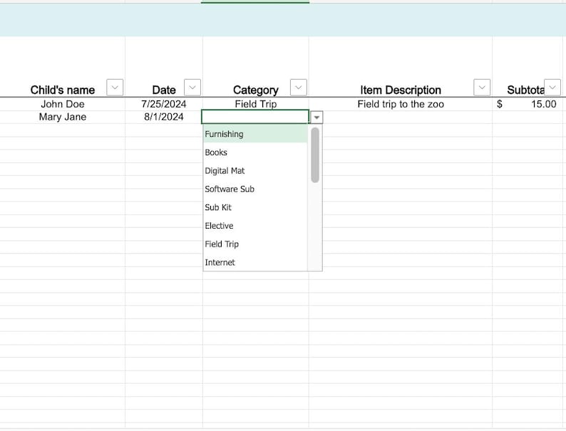 Florida PEP Scholarship Budget for Excel - Etsy