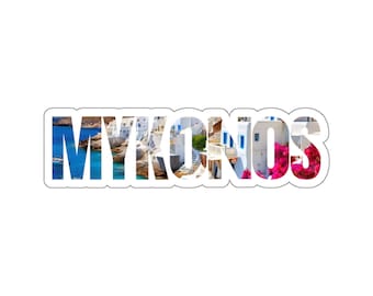 Greek Island Delight: Mykonos Travel Sticker for Suitcases and Backpacks