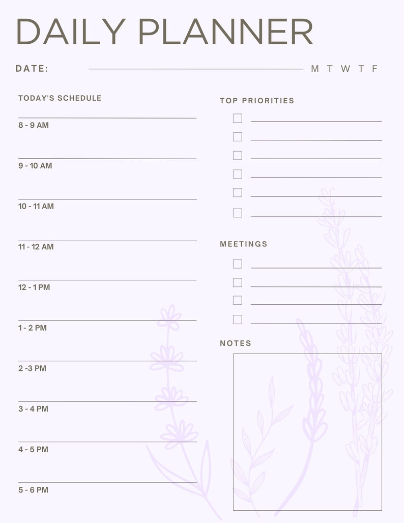 Daily 8am 6pm Work Planner Printable Digital Download Planner daily-8am-6pm-work-planner-printable-digital-download-planner