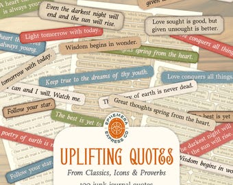 Inspirational Quote Strips, Vintage Ephemera, Junk Journal (Digital Download)