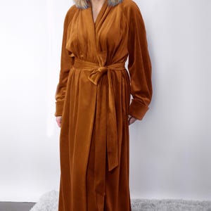 Long Gotton Velvet Robe from Organic cotton / Bathrobe Cotton 100% / Cotton long robe / Floor Length Cotton dressing gown / Elegant robe