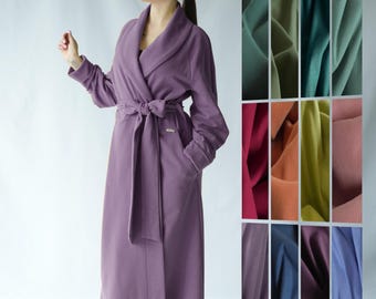 Cotton soft long Robe / Warm floor length dressing gown Organic cotton / Handmade Cotton Robe / full length cotton robe / womens warm robe