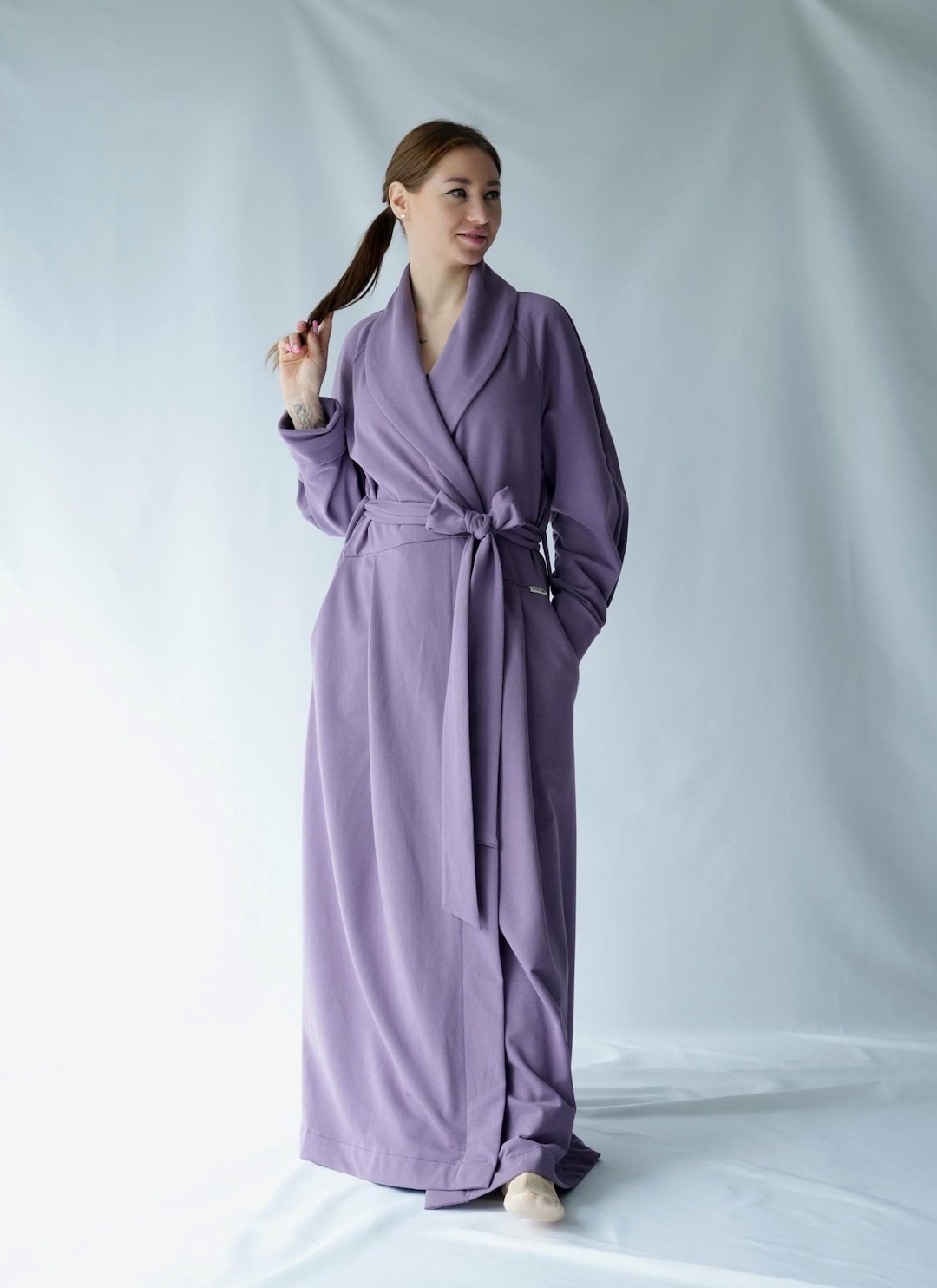 Organic Cotton Soft Robe Floor Length Warm Robe Cotton Long