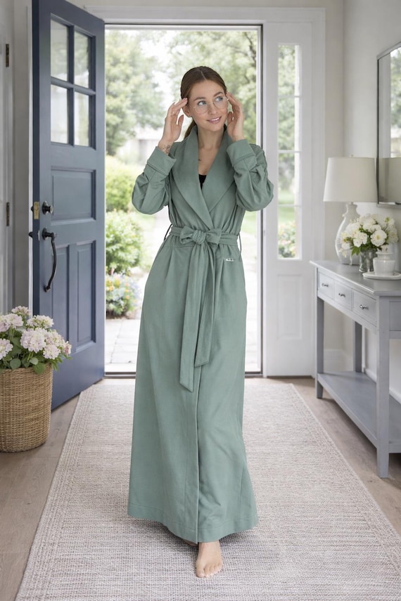 Soft Warm Cotton Long Robe / Organic Cotton Floor Length Dressing Gown /  Women's Jersey Bathrobes - Etsy Australia