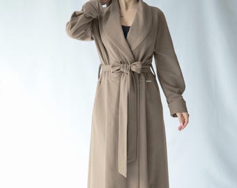 Handmade Long Cotton Robe / Soft Warm floor length dressing gown Eco cotton / Cotton soft long Robe / full length long organic cotton robe