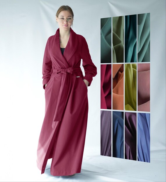 Long Cotton Jersey Robe / Soft Warm floor length dressing gown / Handmade women’s cotton robe / Organic Cotton / Long Cotton Robe