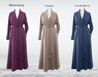 Warm Soft Cotton Robe / Organic Cotton Dressing Gown / Warm non-heavy organic cotton long robe / cotton stylish robe / Handmade Cotton Robe
